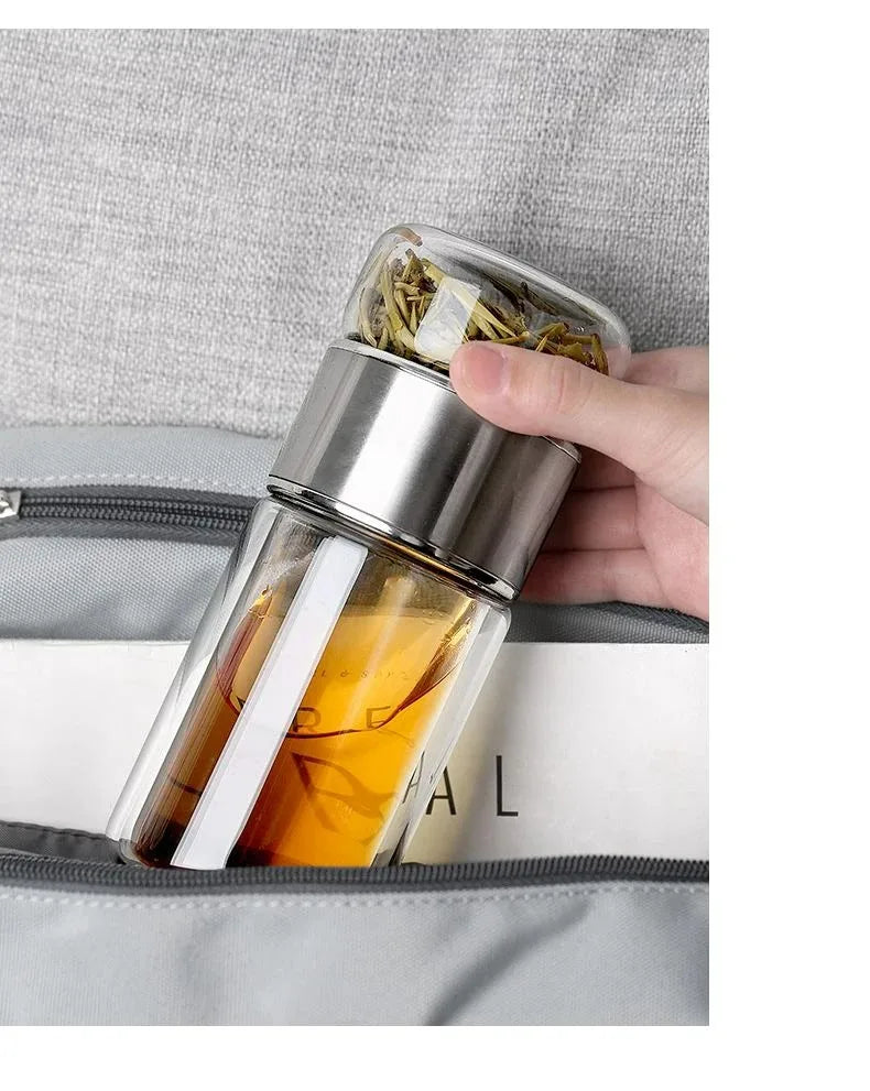 420ML Glass Tea Water Bottle with Infuser