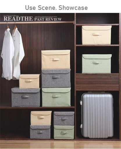 Foldable Cotton Linen Storage Basket