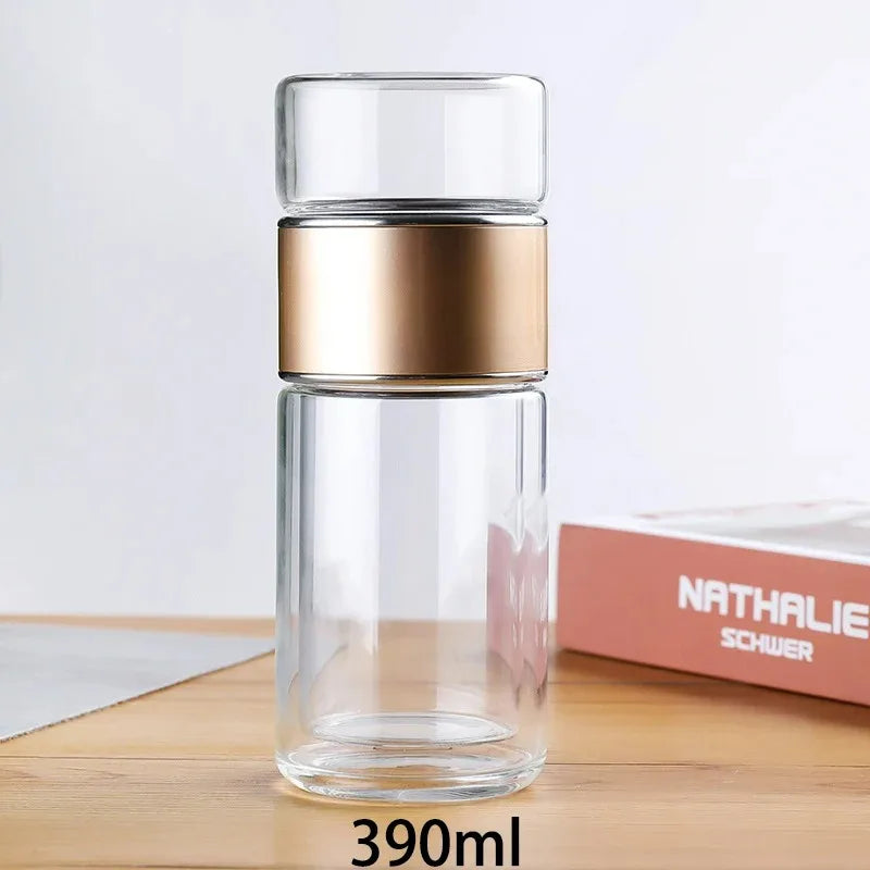 420ML Glass Tea Water Bottle with Infuser