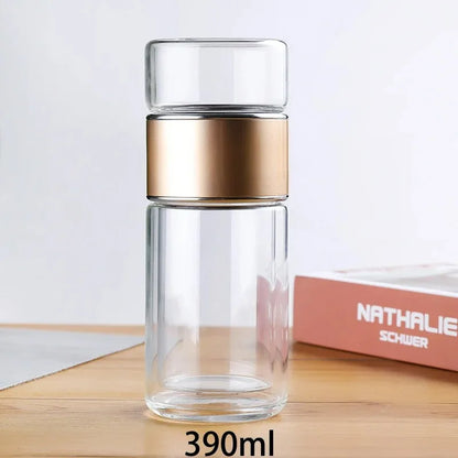 420ML Glass Tea Water Bottle with Infuser