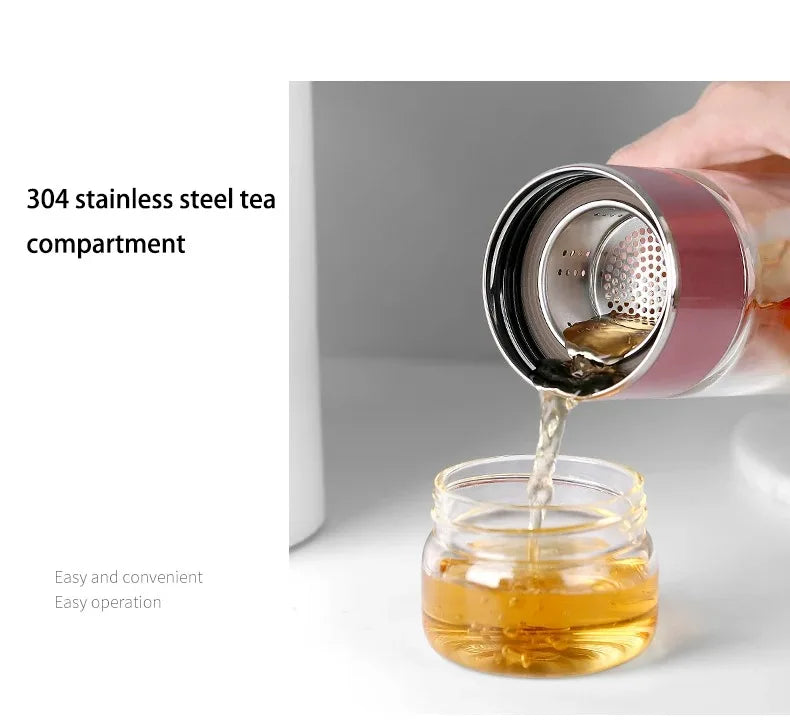 420ML Glass Tea Water Bottle with Infuser