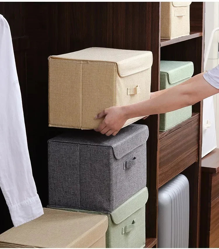 Foldable Cotton Linen Storage Basket