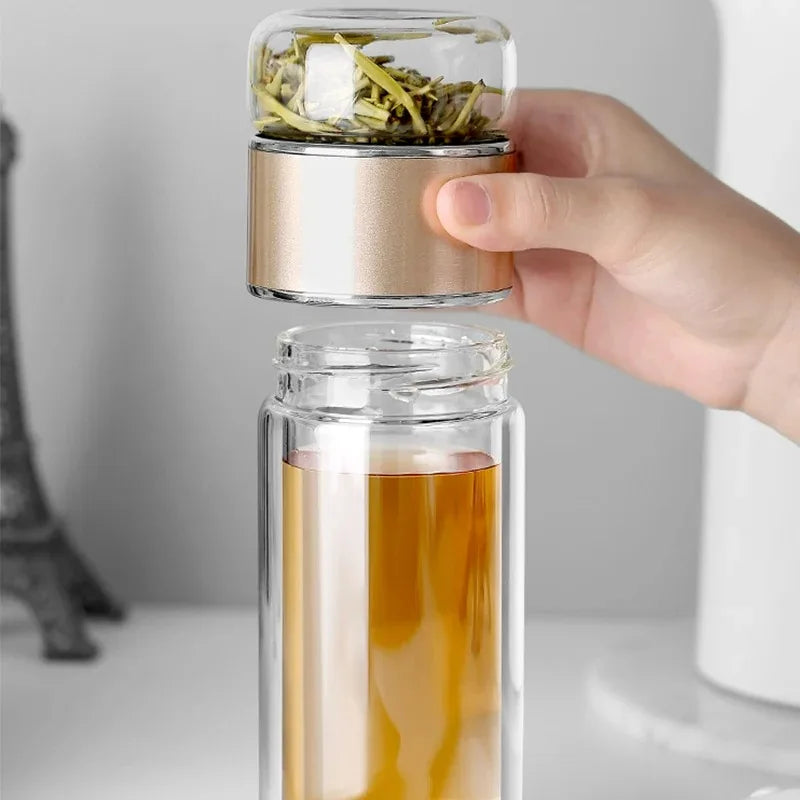 420ML Glass Tea Water Bottle with Infuser