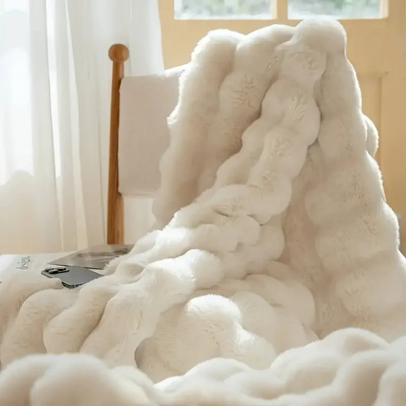 Luxury Faux Rabbit Fleece Throw Blanket