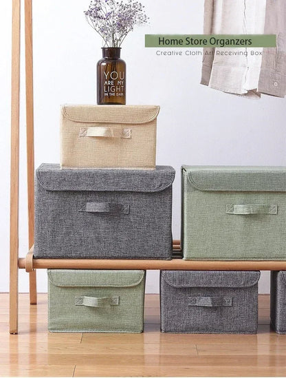 Foldable Cotton Linen Storage Basket