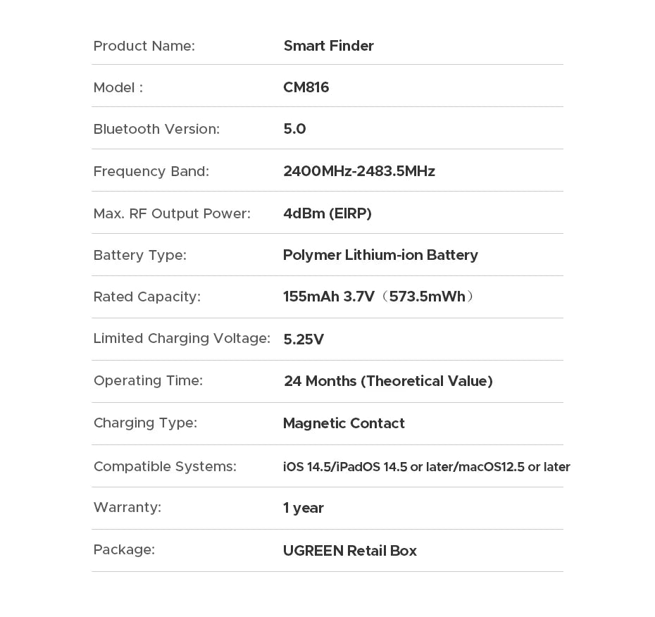 UGREEN Bluetooth Key Finder Tracker