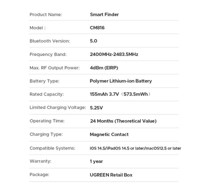 UGREEN Bluetooth Key Finder Tracker