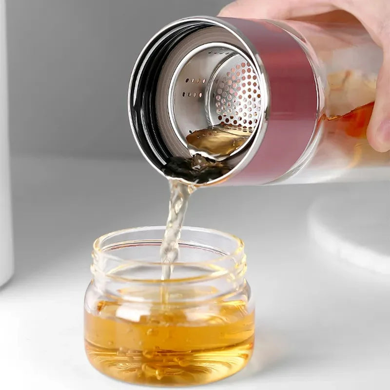 420ML Glass Tea Water Bottle with Infuser