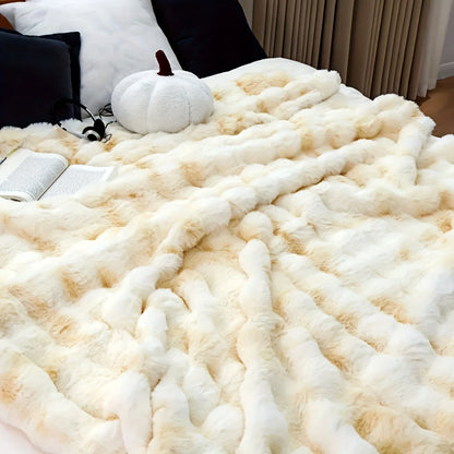 Luxury Faux Rabbit Fleece Throw Blanket