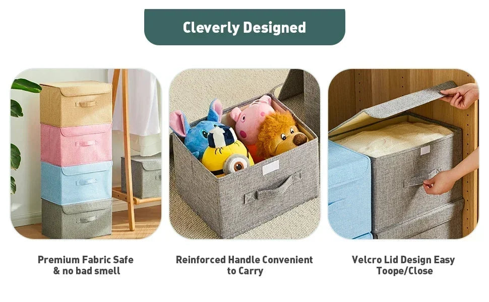 Foldable Cotton Linen Storage Basket