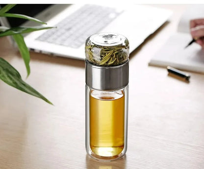 420ML Glass Tea Water Bottle with Infuser