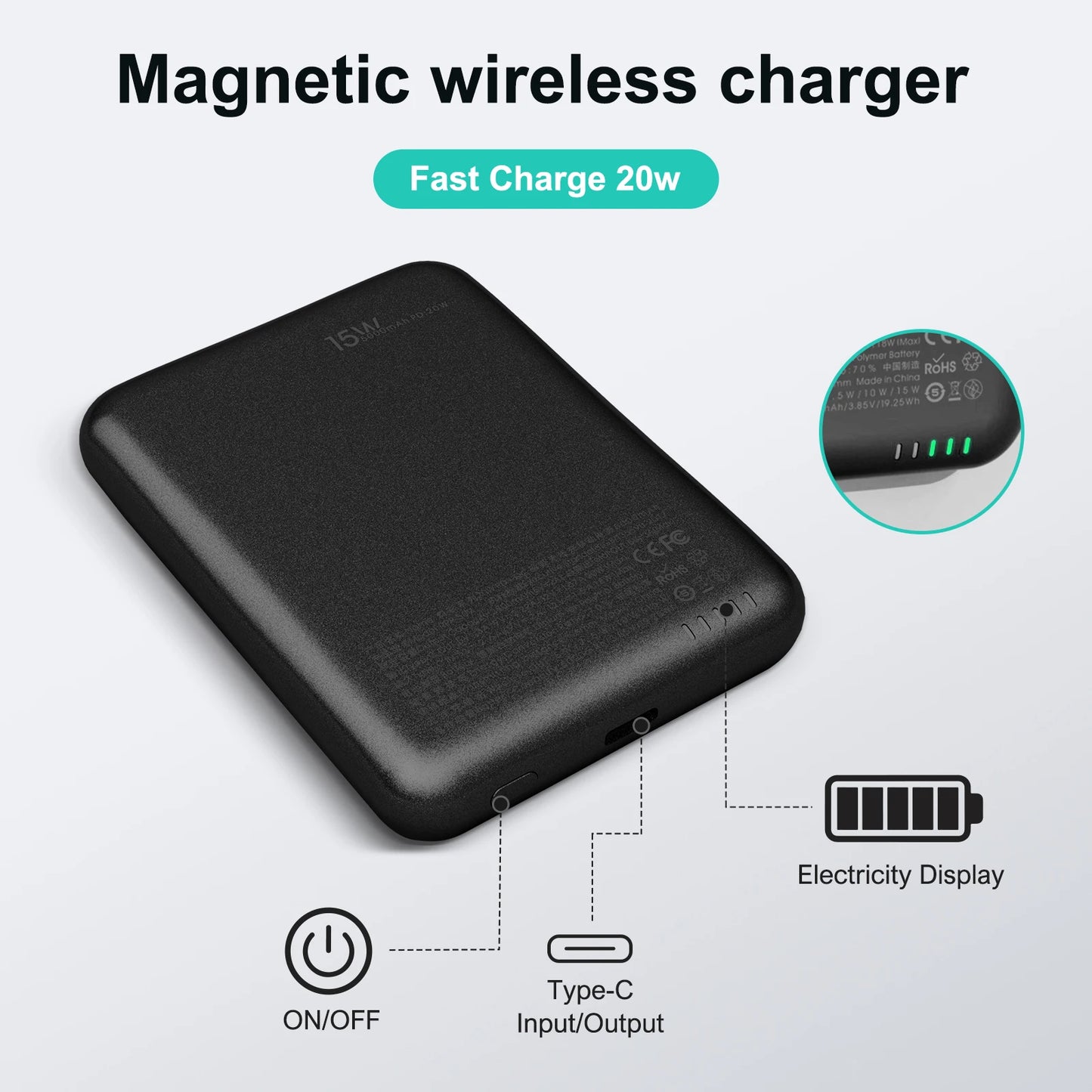 5000mAh Magnetic Wireless Power Bank