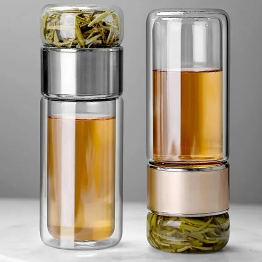420ML Glass Tea Water Bottle with Infuser