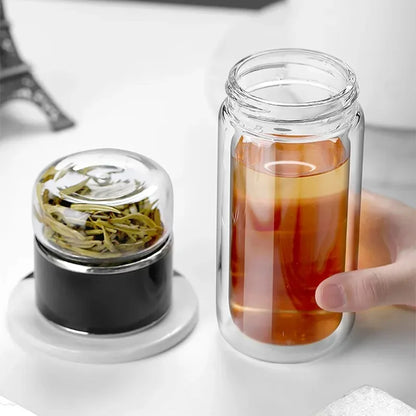 420ML Glass Tea Water Bottle with Infuser
