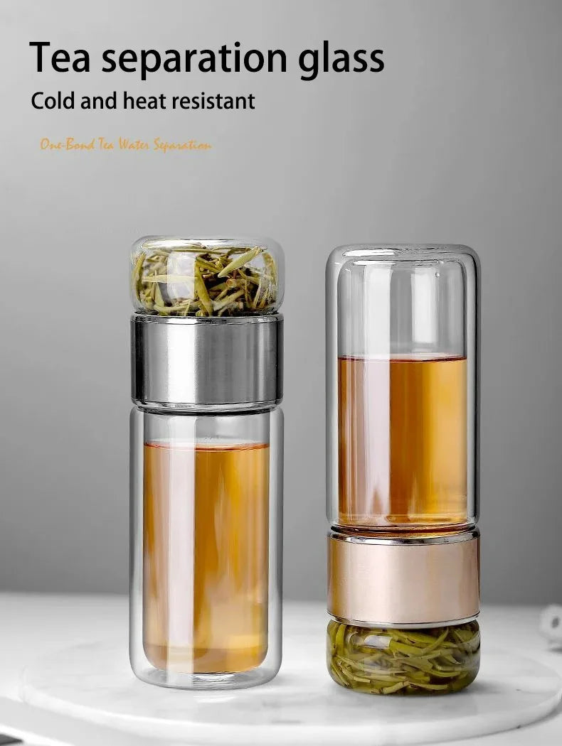 420ML Glass Tea Water Bottle with Infuser