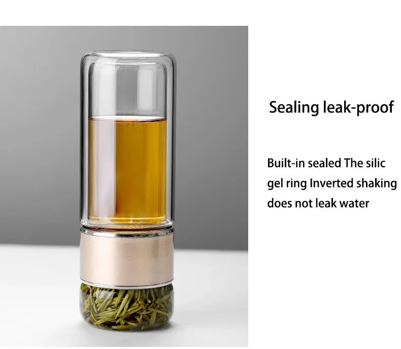 420ML Glass Tea Water Bottle with Infuser