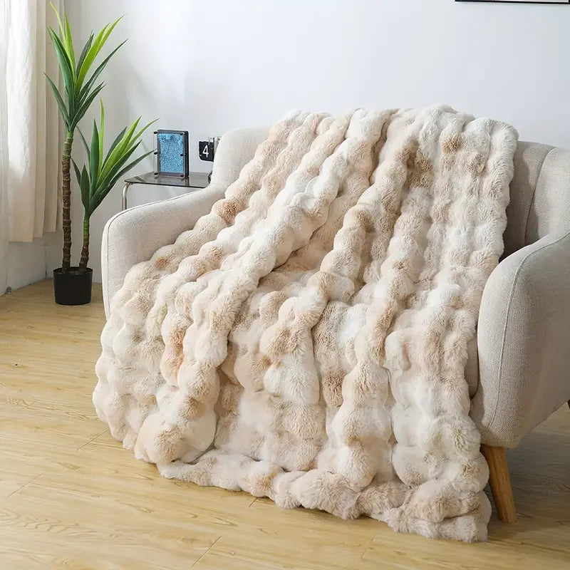 Luxury Faux Rabbit Fleece Throw Blanket