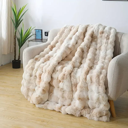 Luxury Faux Rabbit Fleece Throw Blanket