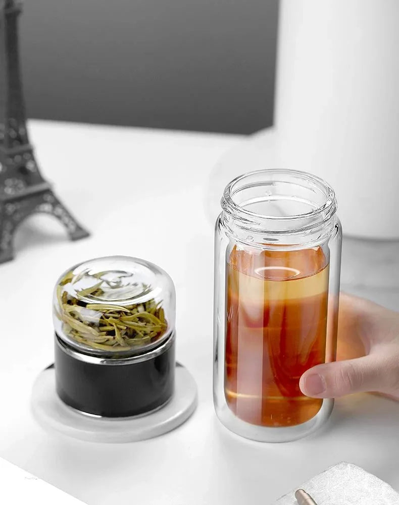 420ML Glass Tea Water Bottle with Infuser