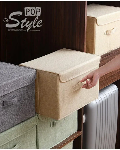 Foldable Cotton Linen Storage Basket