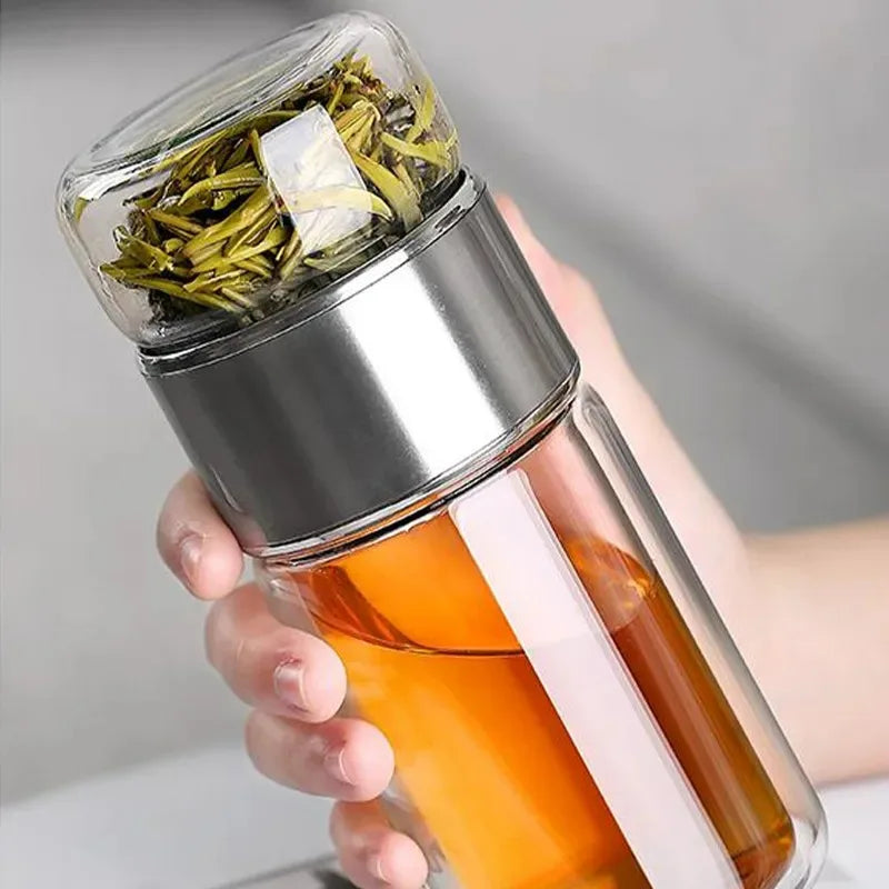 420ML Glass Tea Water Bottle with Infuser