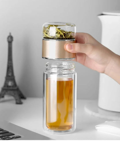 420ML Glass Tea Water Bottle with Infuser
