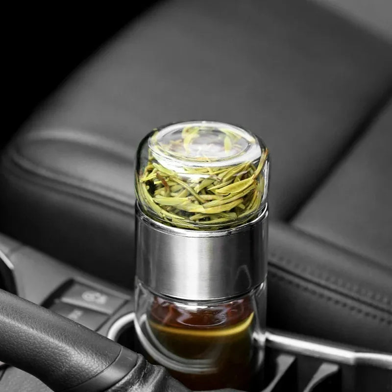 420ML Glass Tea Water Bottle with Infuser