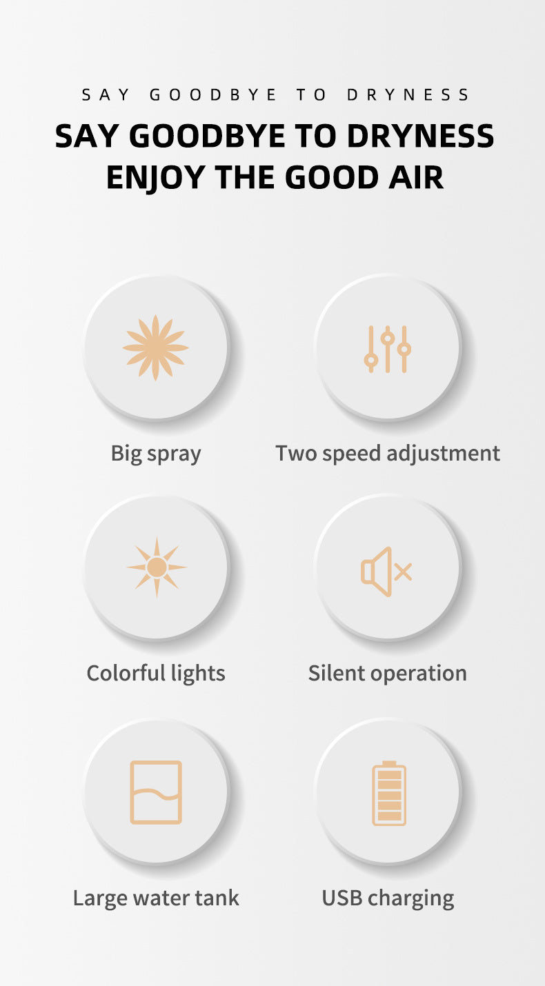 270ML USB Cool Mist Humidifier with LED Night Light